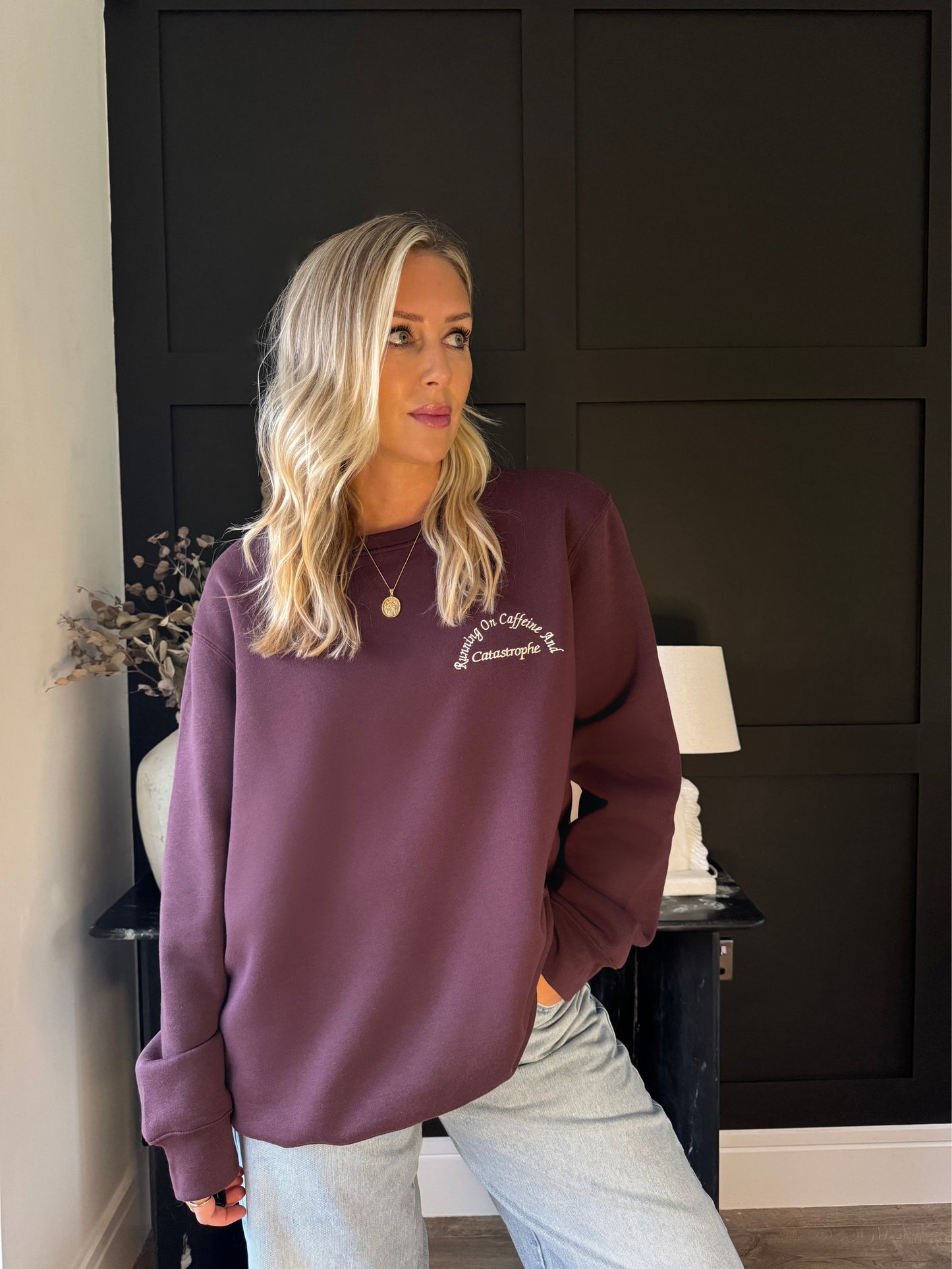 Running On Caffeine And Catastrophe Sweatshirt