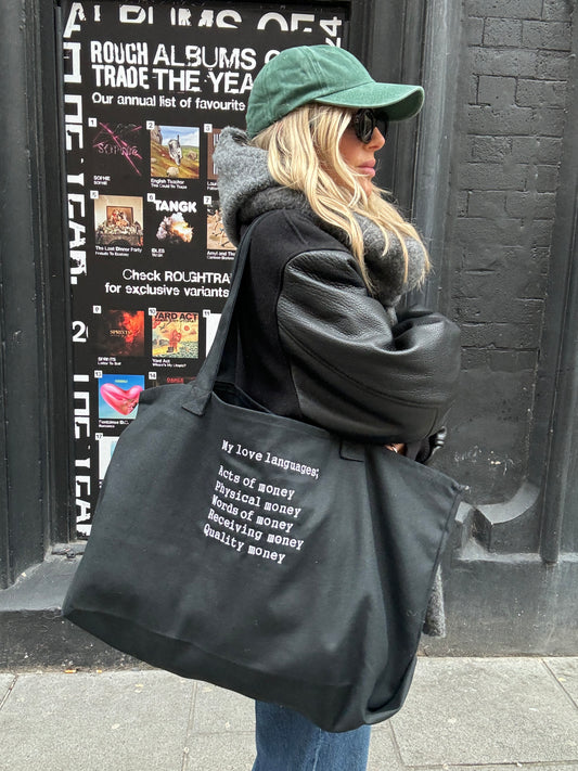 Money languages XL tote